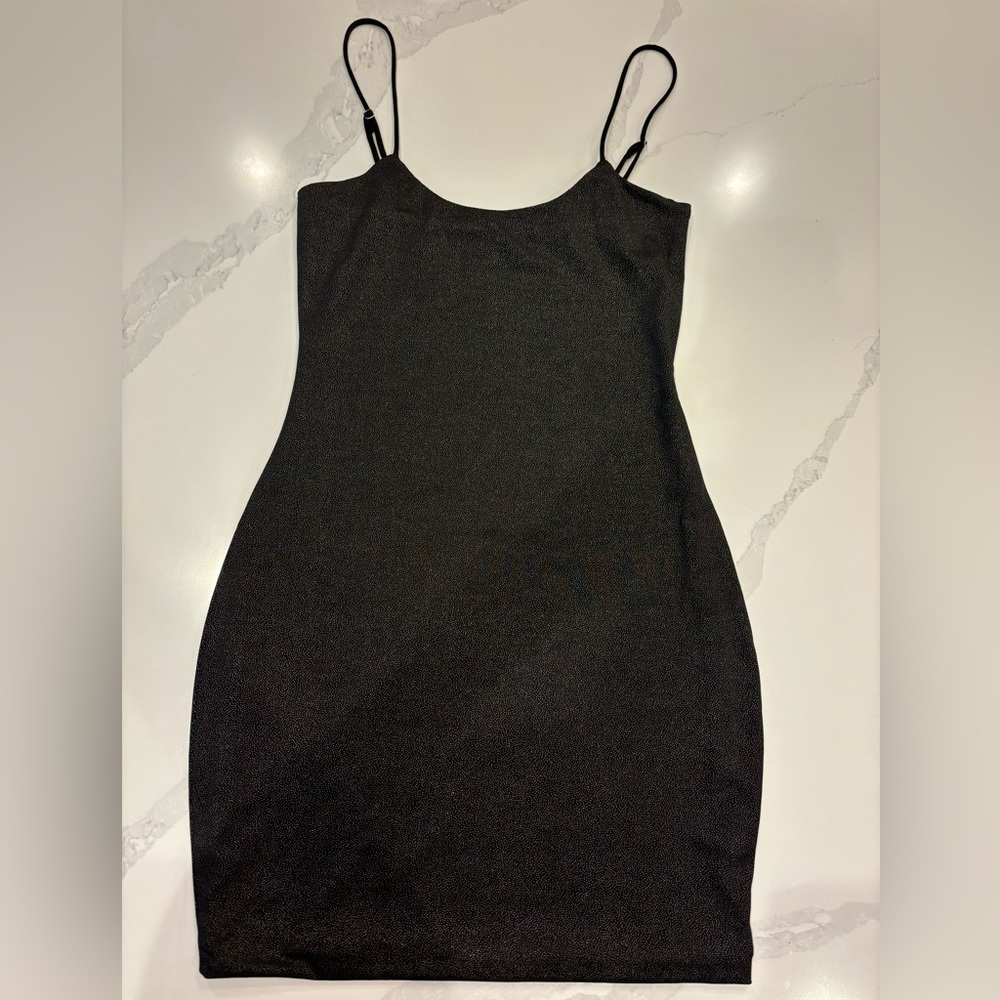 Lucy in the sky black shimmery mini dress